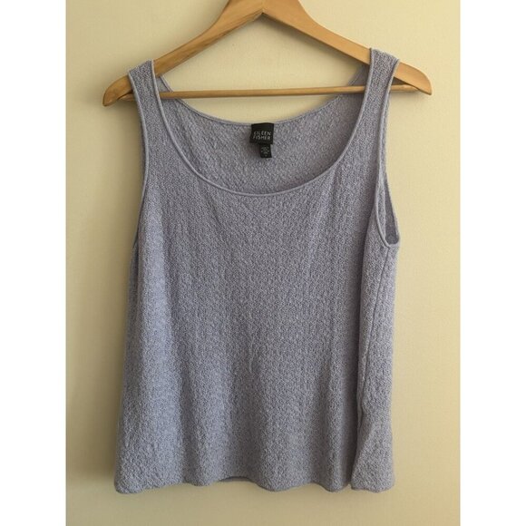 Eileen Fisher Wool Knit Scoop Neck Sleeveless Cami Top Blue Size Large - Picture 1 of 8